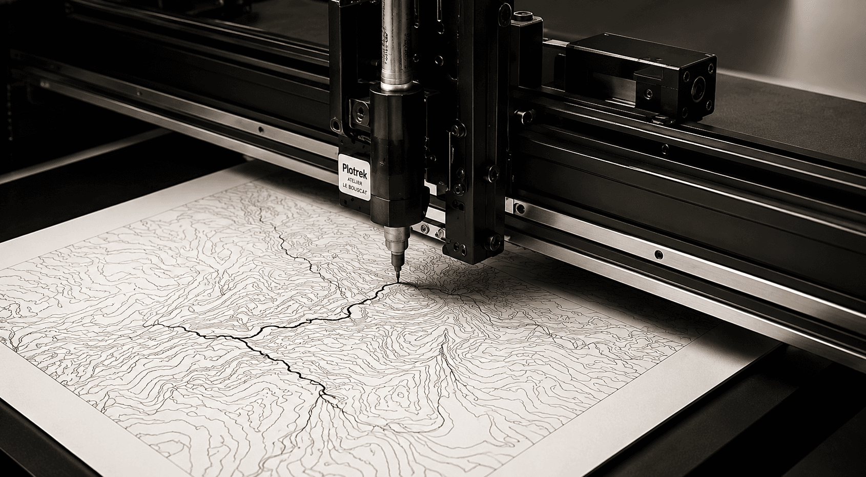 Plotrek pen plotter drawing a topographic map