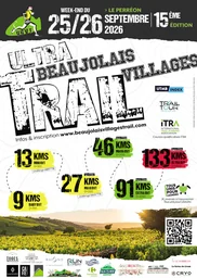 Affiche topographique du trail Ultra Beaujolais Villages Trail — 137 km, Auvergne-Rhône-Alpes